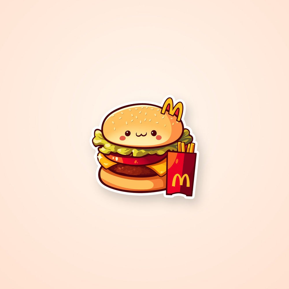Kawaii Hamburger Fries Fast Food Sticker
