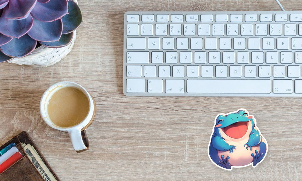 Cute Blue Frog Smiling Sticker