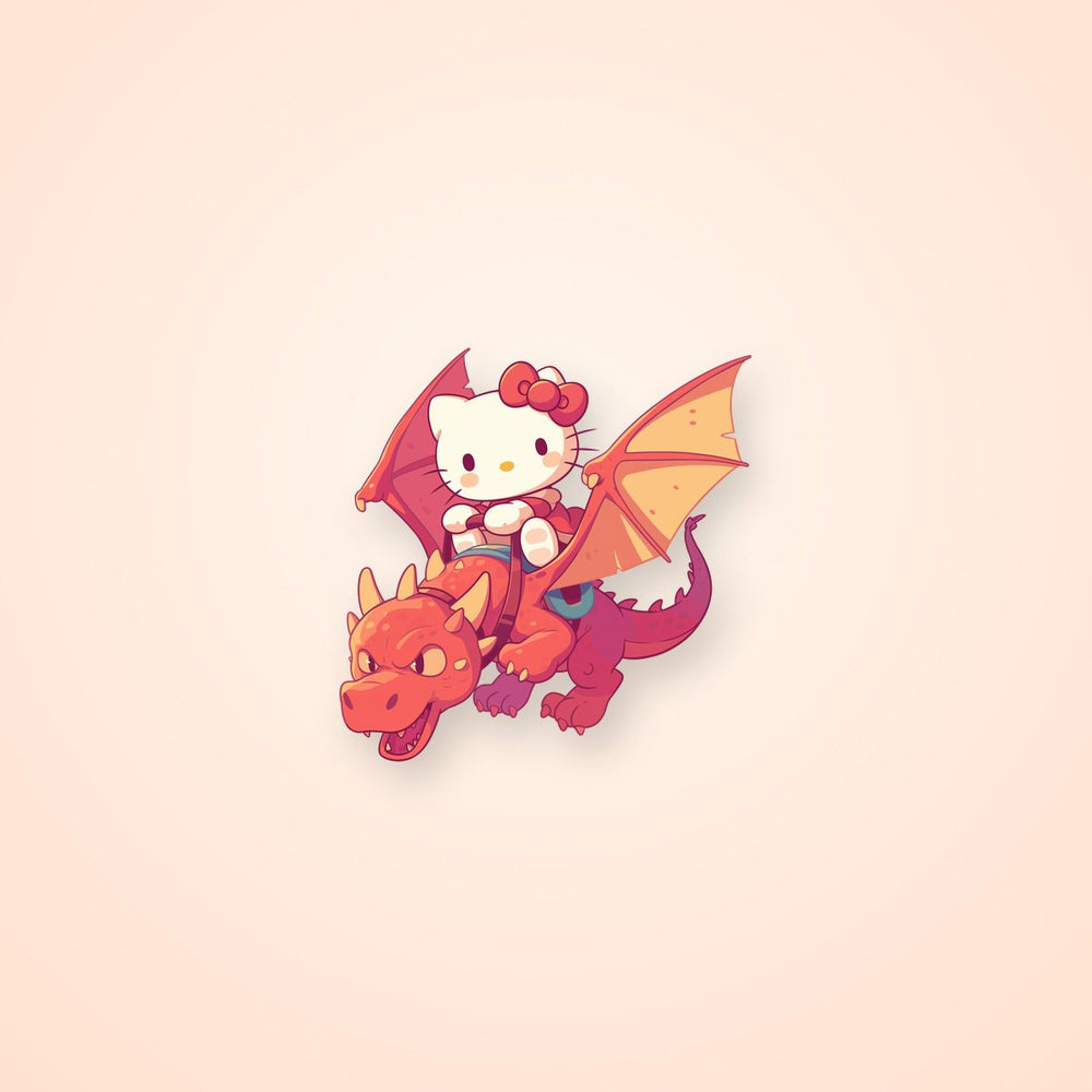 Hello Kitty Riding Dragon Sticker