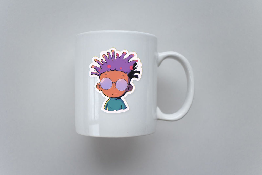 Rugrats Style Trendy Guy in Round Sunglasses Sticker