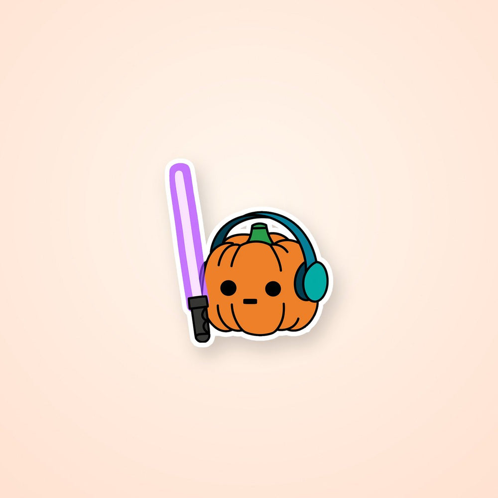 Cute Pumpkin Headphones Neon Rave Sticker