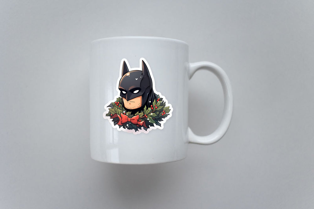 Batman with Christmas Holly Sticker