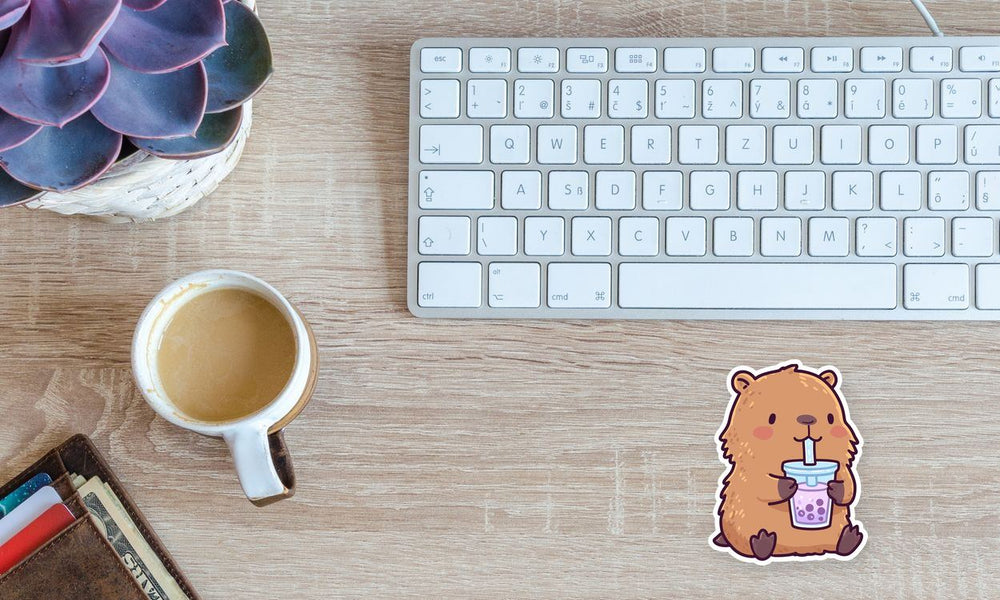 Cute Capybara Drinking Bubble Tea Sticker