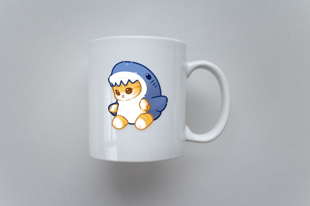 Cute Cat in Shark Costume Sticker