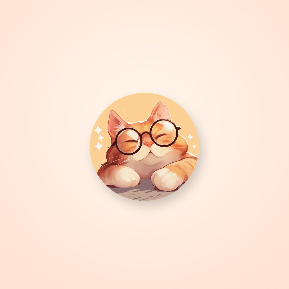 Funny Cat with Glasses Sticker