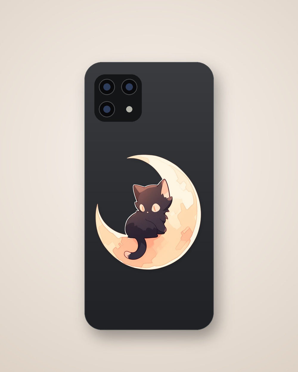 Cute Black Cat Sitting on the Moon Sticker