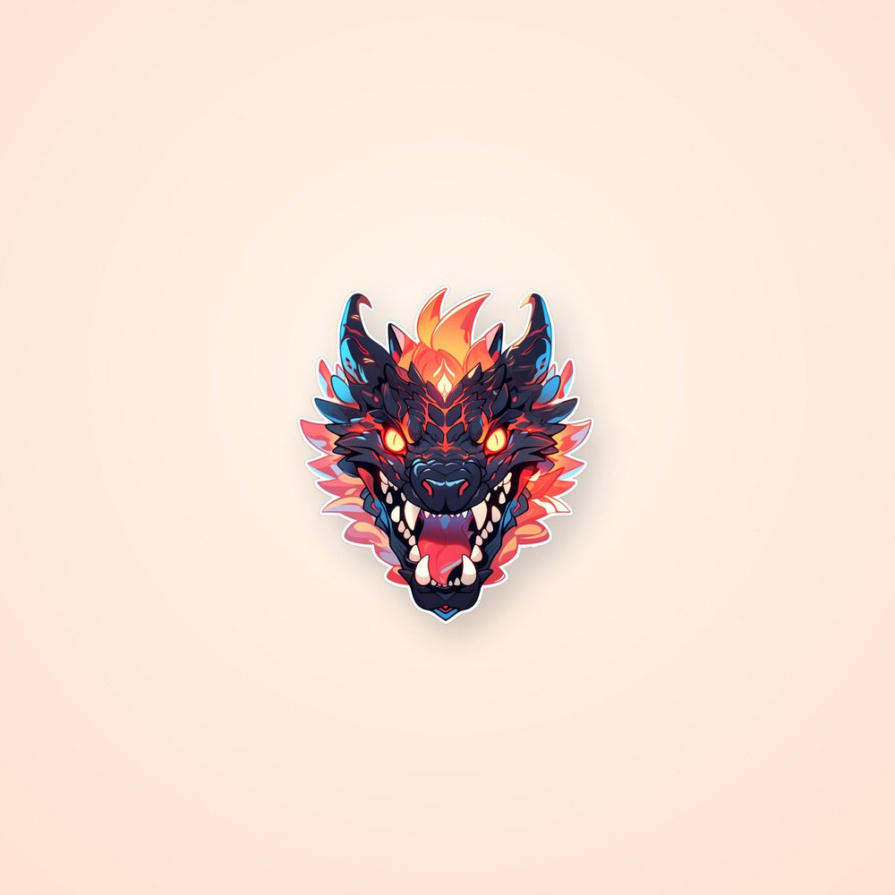 Black & Orange Dragon Head Sticker