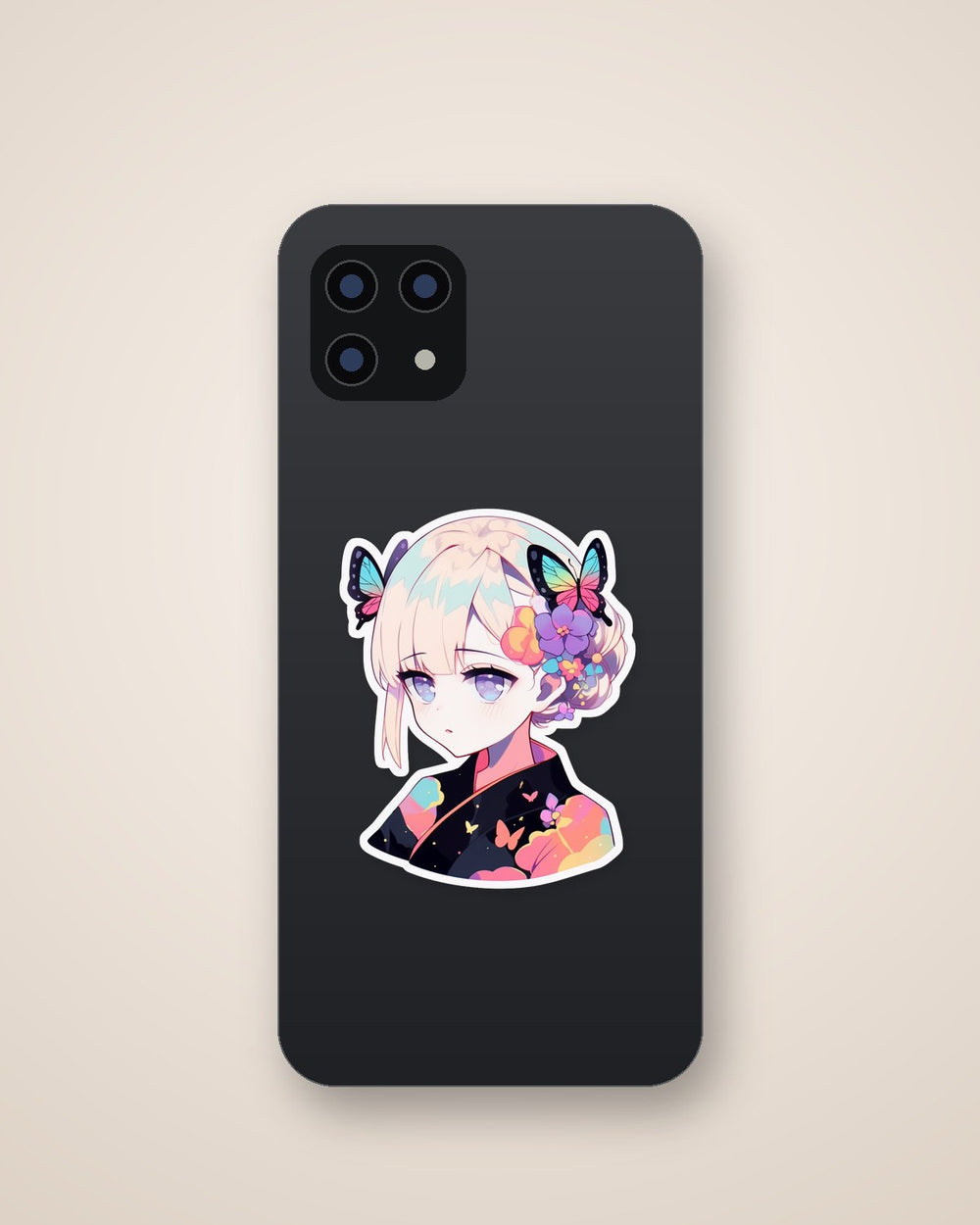 Anime Girl with Butterflies Sticker