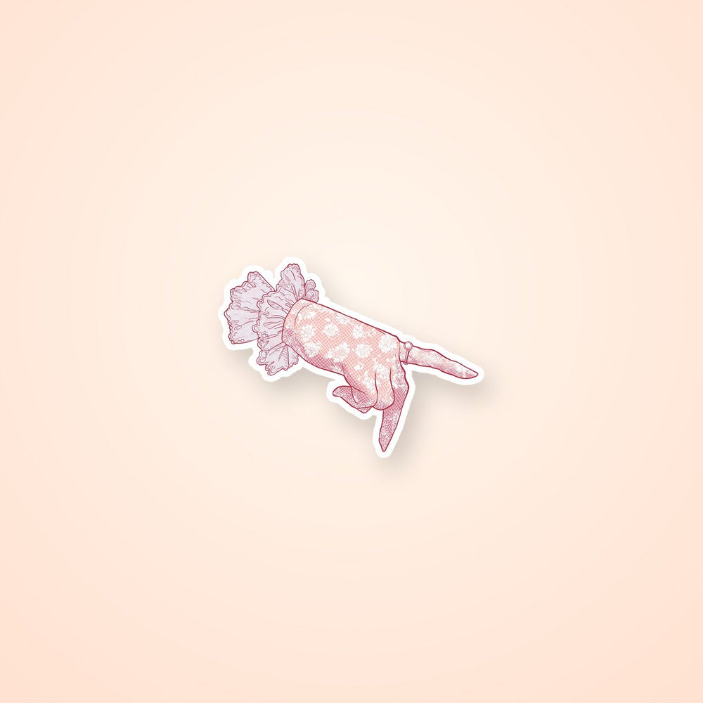 Vintage Pink Lace Glove Pointing Hand Sticker