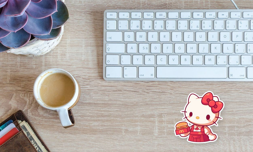Hello Kitty Mcdonalds Worker Sticker