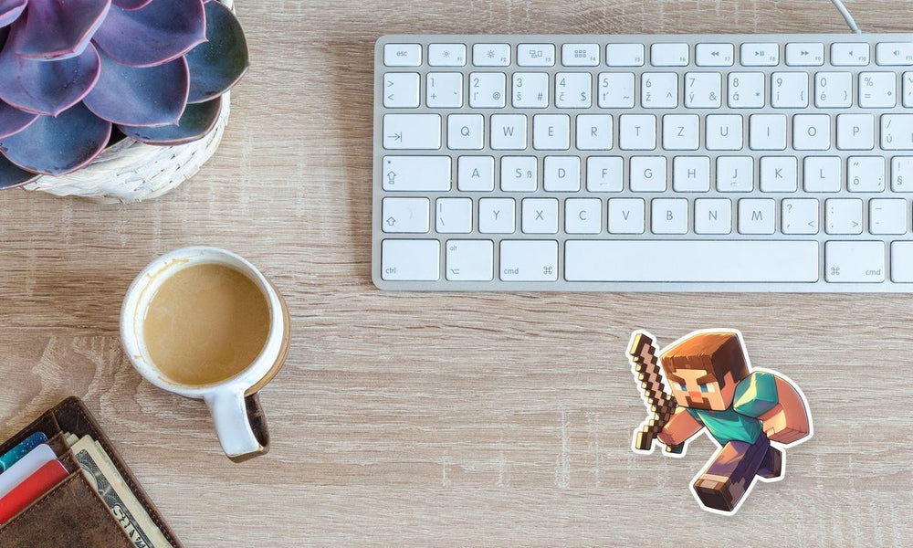 Minecraft Steve Running Sword Sticker