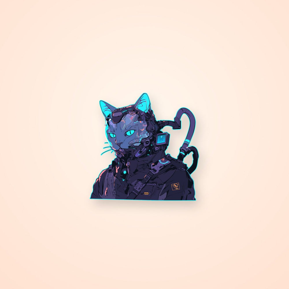 Cyberpunk Cat Soldier Sticker