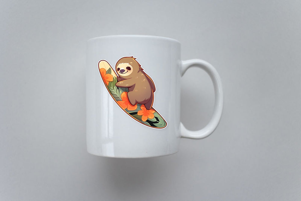 Sloth on a Surfboard Sticker