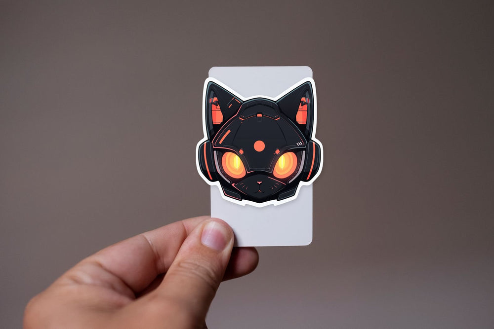 Black Cyber Cat Sticker