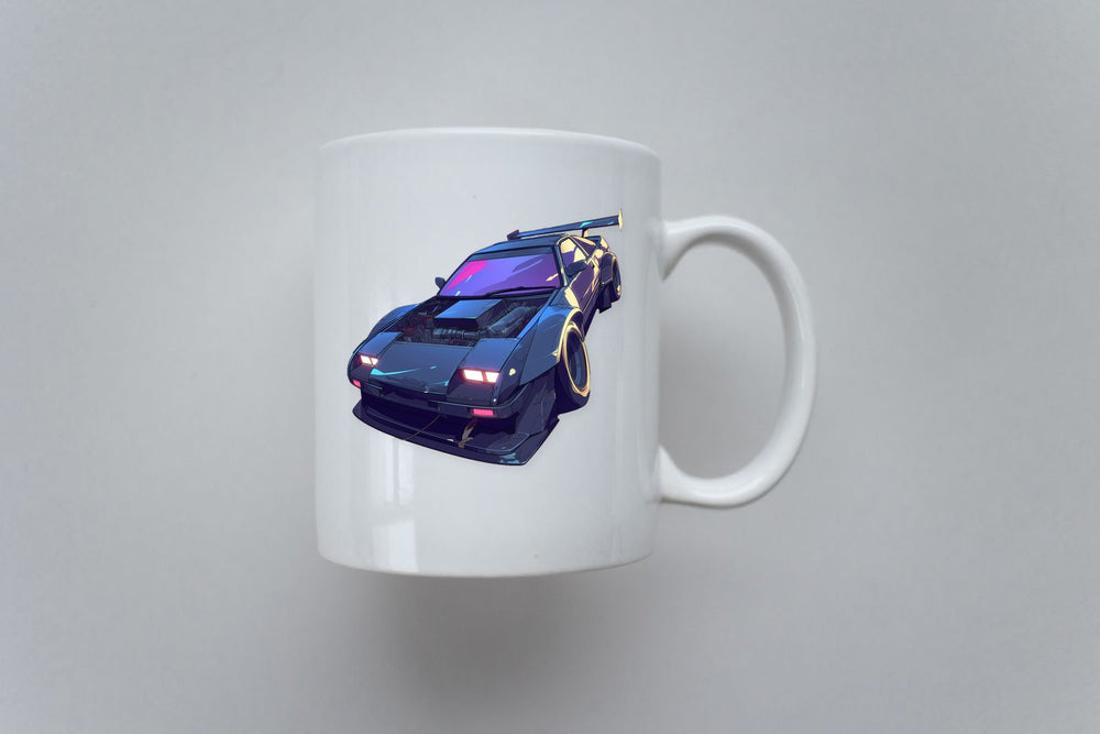 Retrowave Sportscar Art Sticker