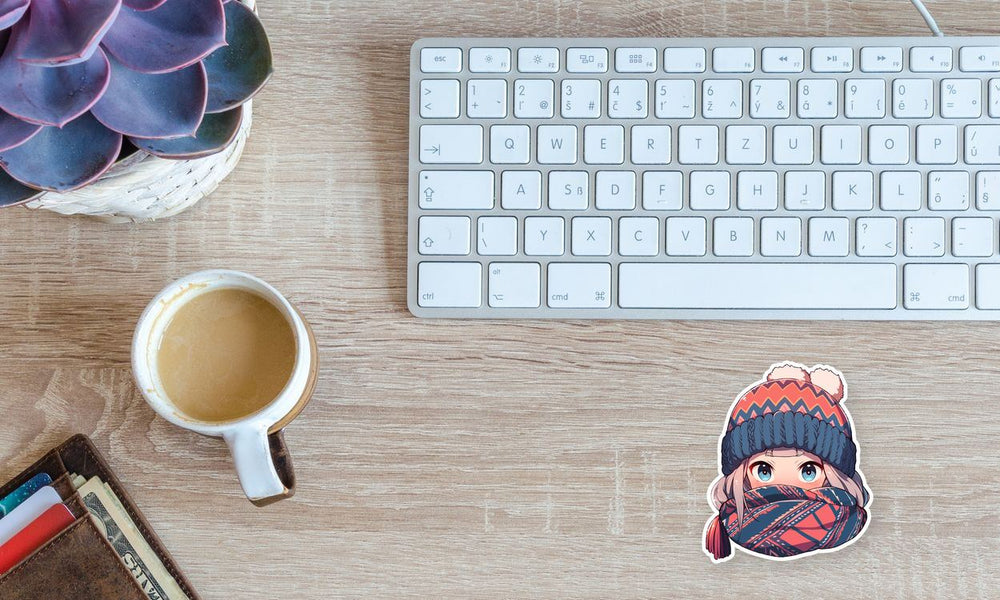 Anime Girl in Scarf and Knitted Hat Sticker