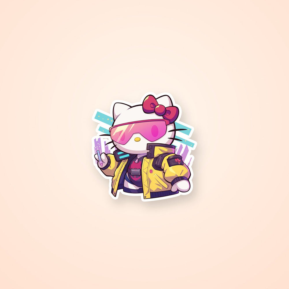Cyberpunk Hello Kitty Neon Jacket Kawaii Sticker
