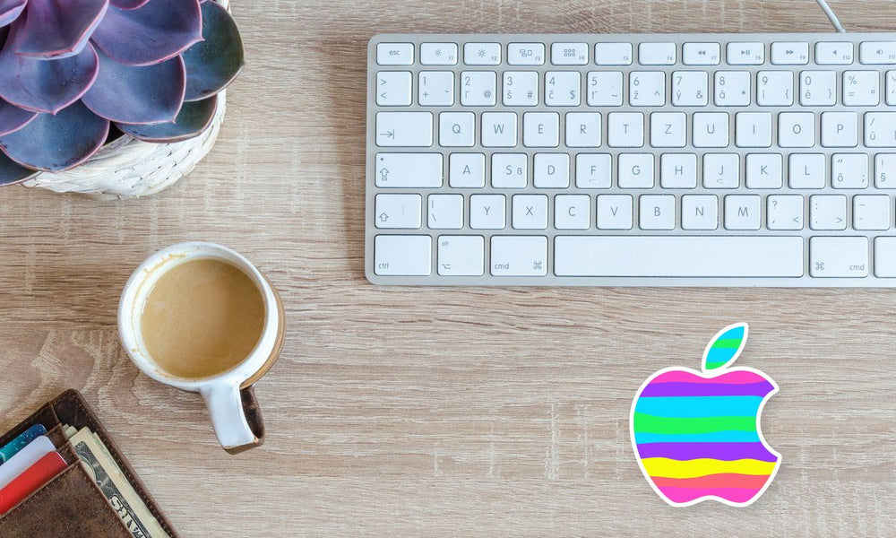 Apple Logo Rainbow Stripes Sticker