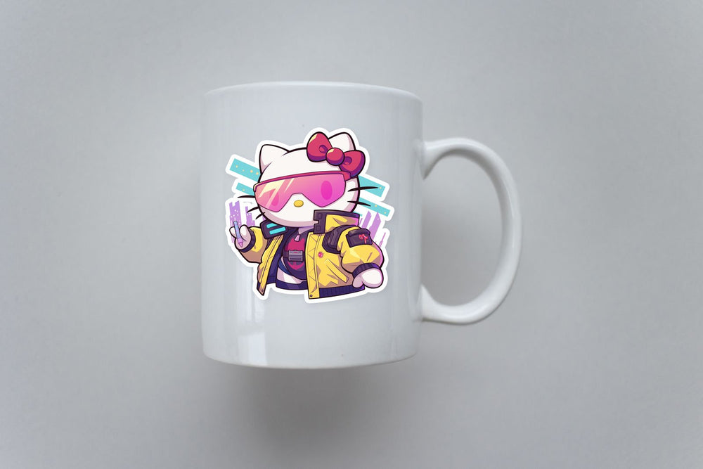 Cyberpunk Hello Kitty Neon Jacket Kawaii Sticker