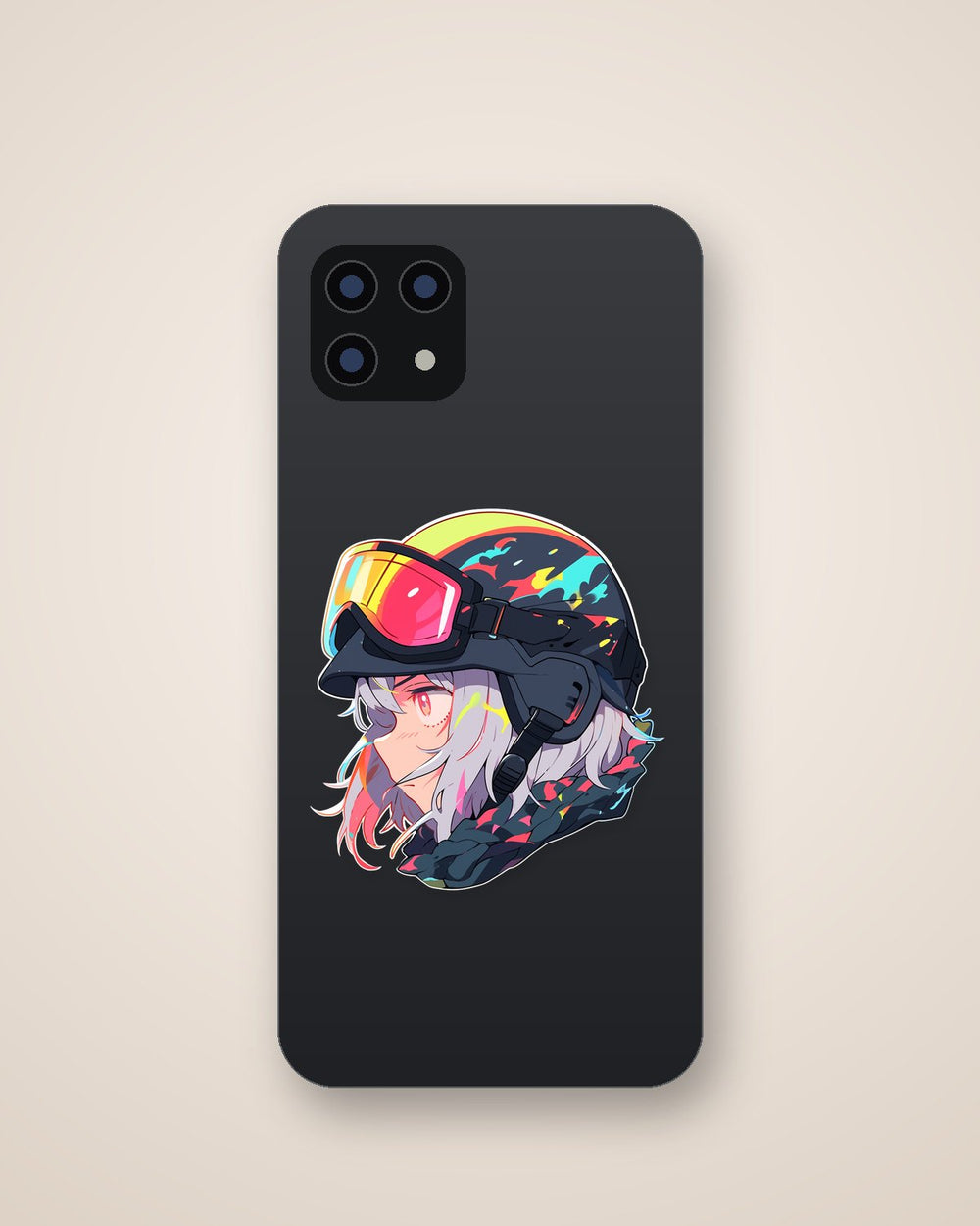 Anime Girl in Colorful Helmet Sticker