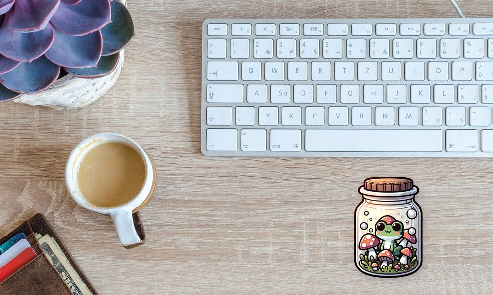 Frog in Mushroom Jar Sticker