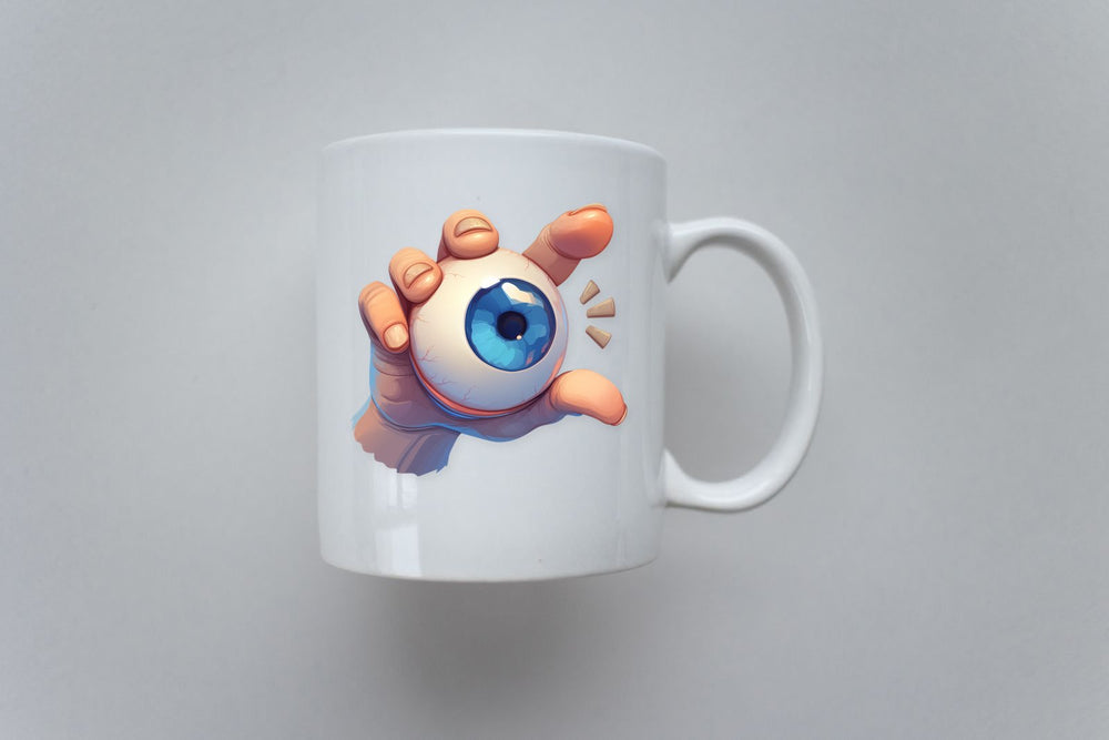 Hand Holding Blue Eyeball Sticker