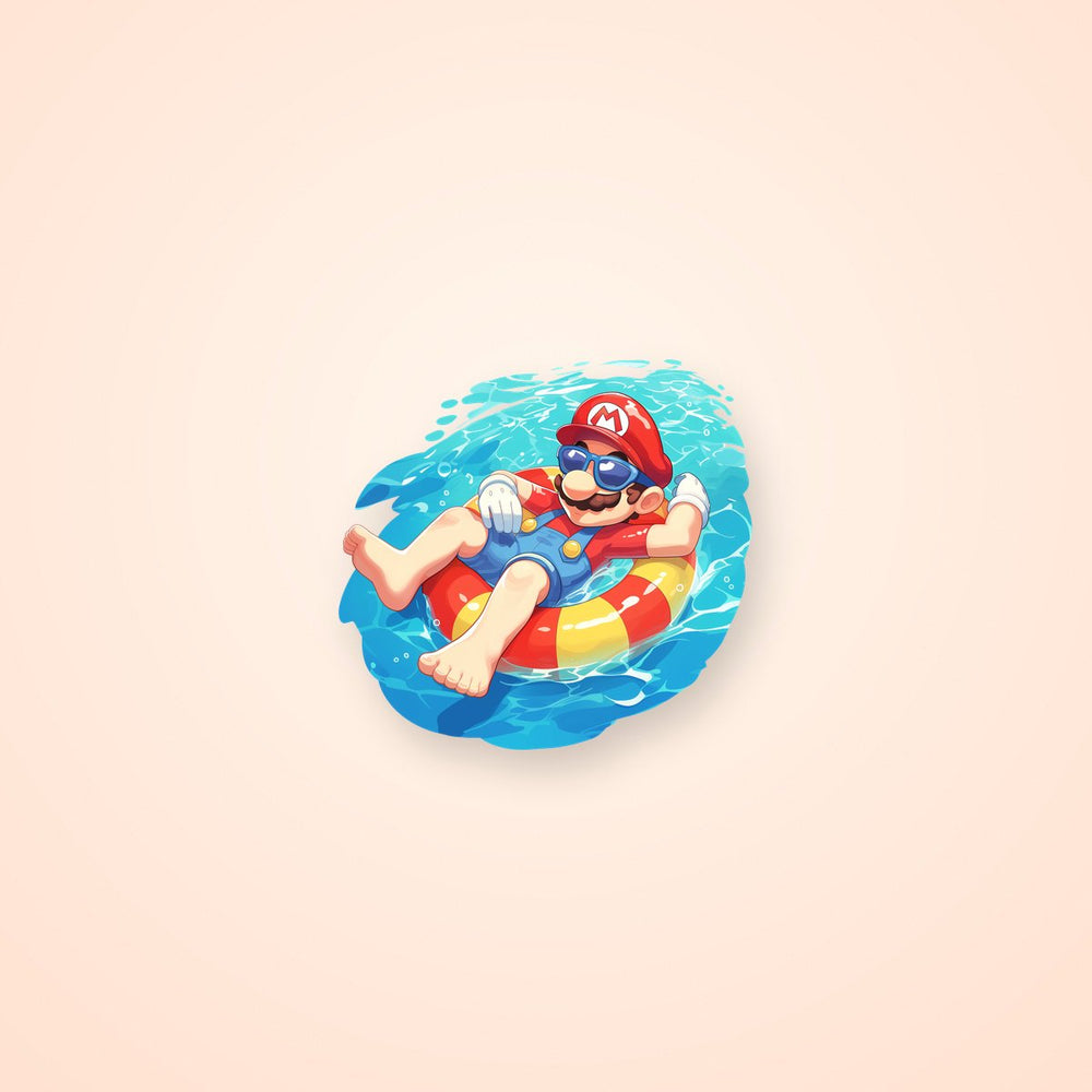 Mario Sunglasses Pool Chill Sticker
