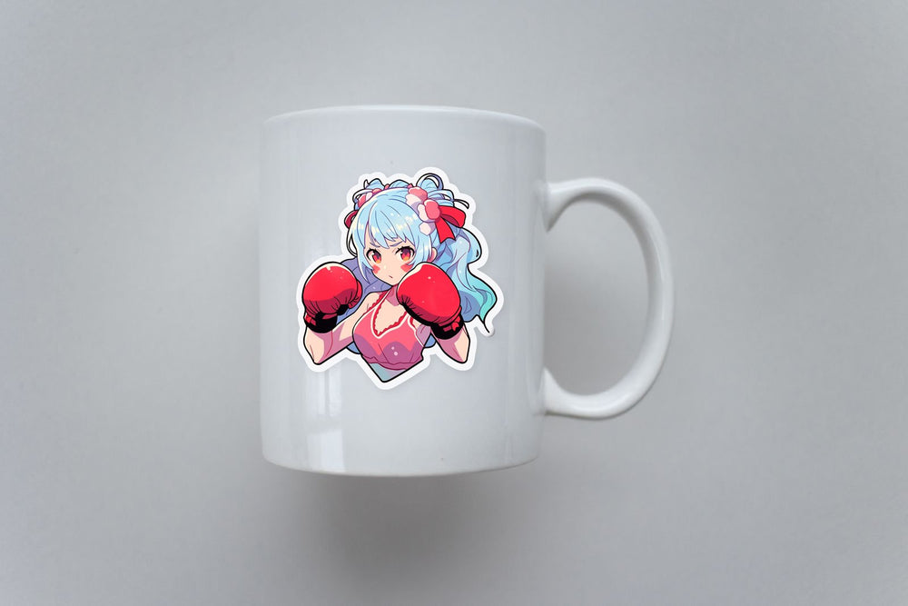 Anime Girl in Boxing Gloves Sticker