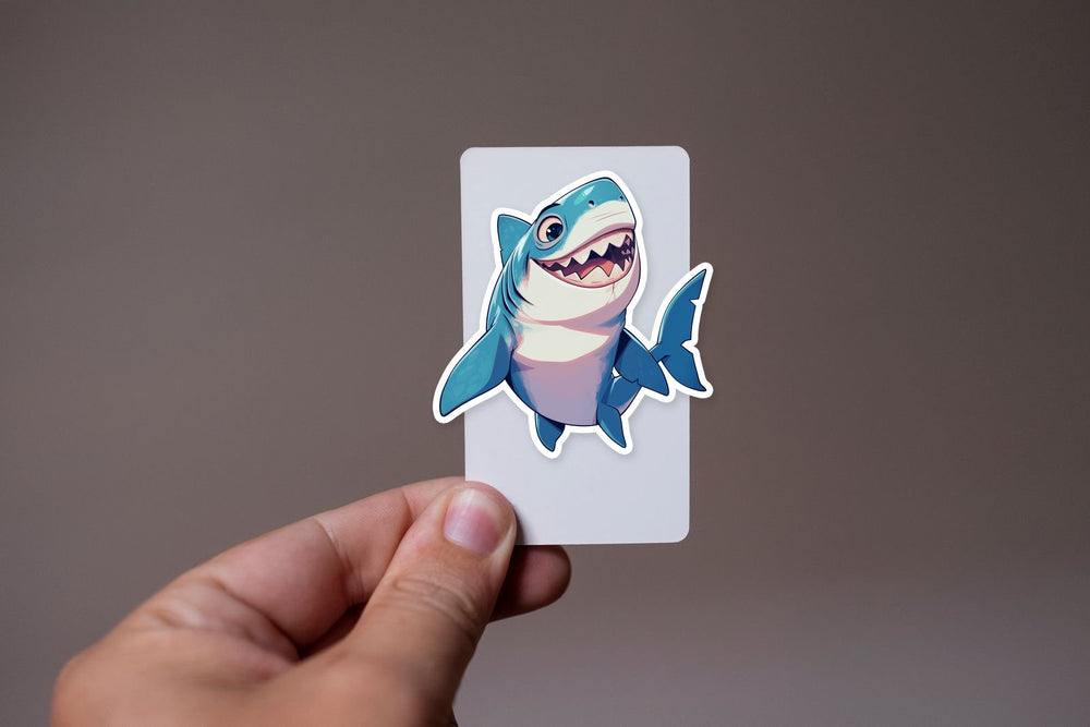 Happy Shark Cartoon Sticker