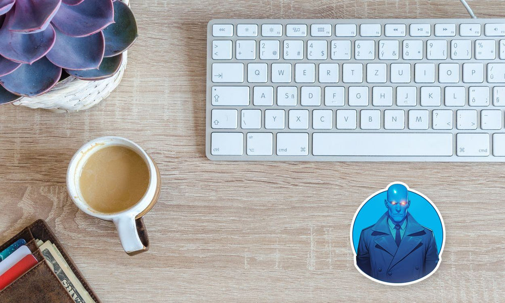 Dr Manhattan Blue Superhero Sticker
