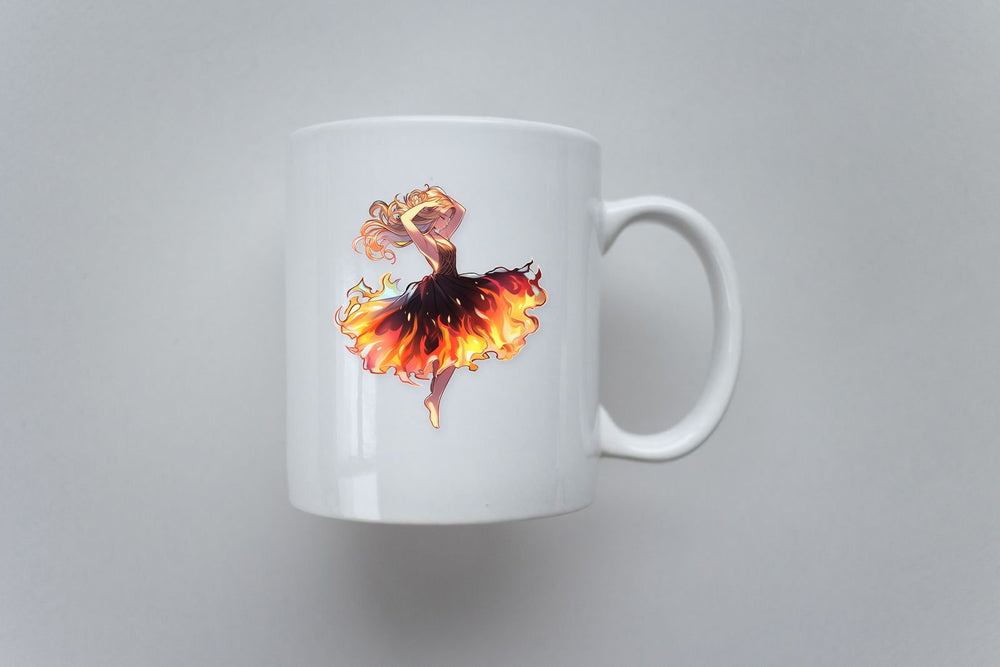 Dancing Anime Girl with Fiery Dress Sticker