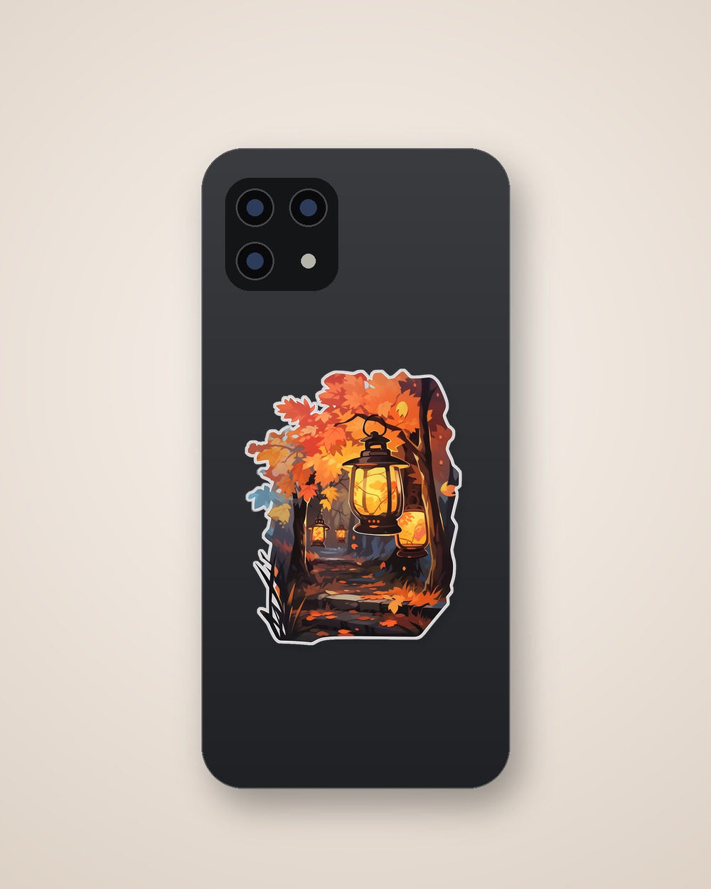 Autumn Park with Lanterns Sticker