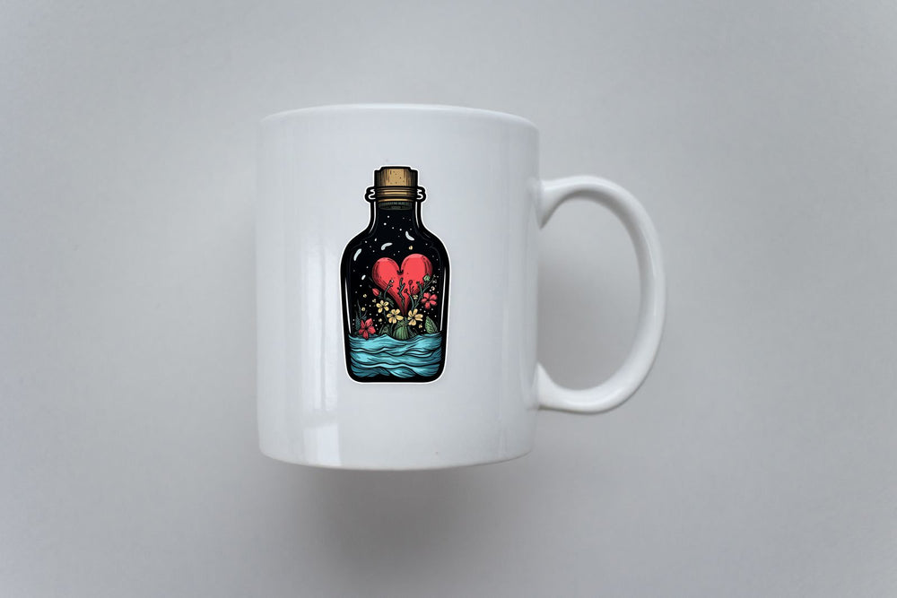 Bottle with Heart Art Sticker