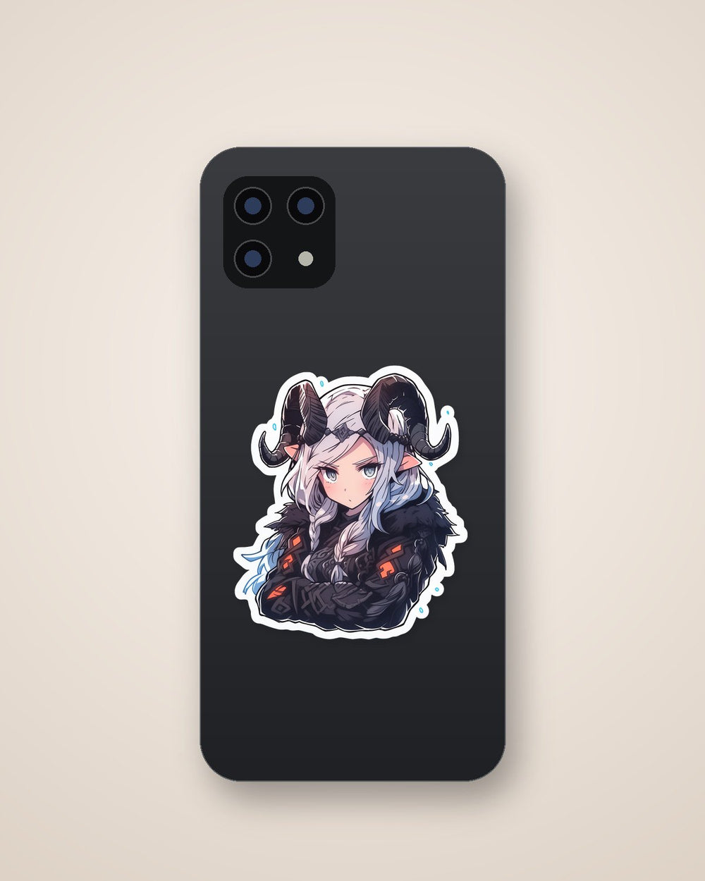 Viking Anime Girl with Horns Sticker