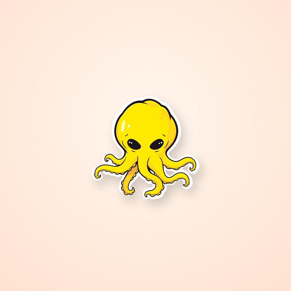 Yellow Octopus Cartoon Sticker