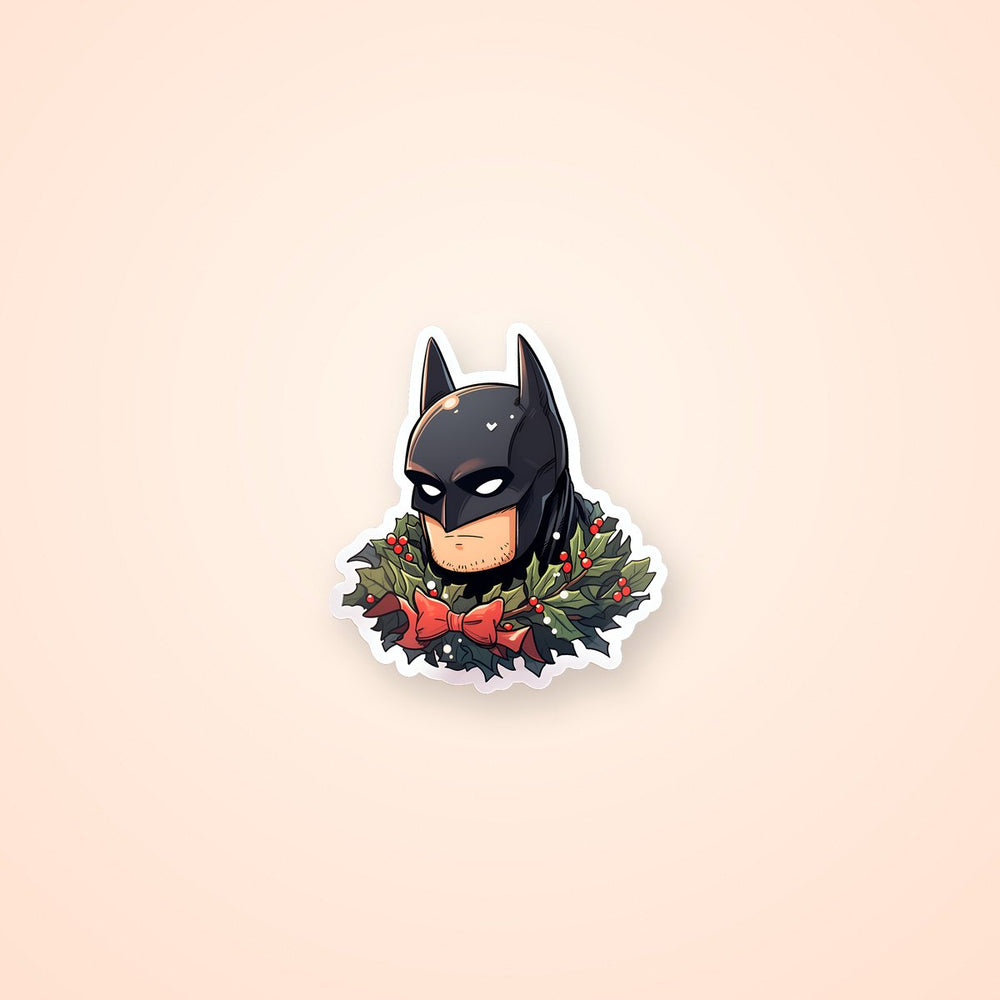 Batman with Christmas Holly Sticker