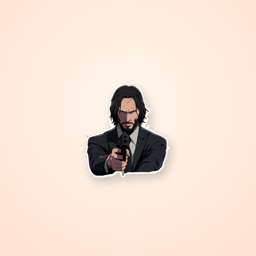 Serious John Wick with Gun Sticker