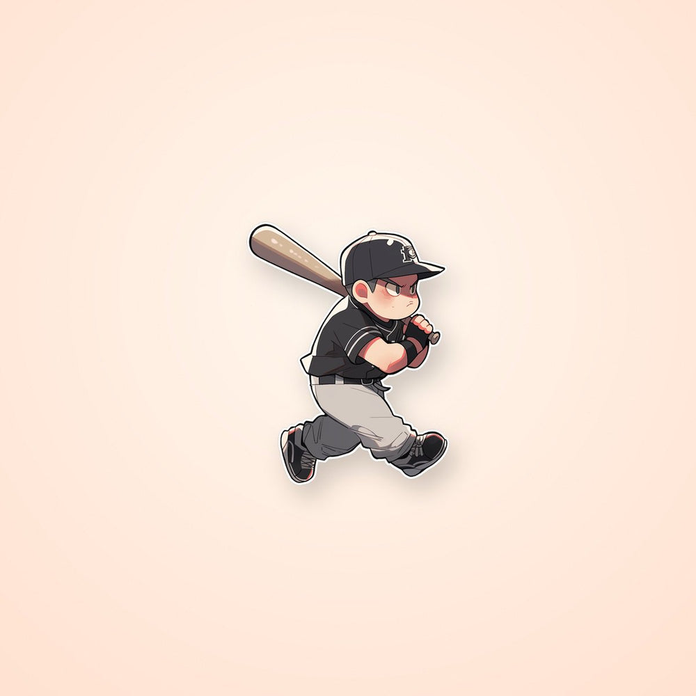 Angry Cute Baseball Player Walking Sticker