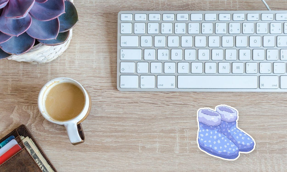 Cozy Fluffy Winter Slippers Blue Christmas Sticker