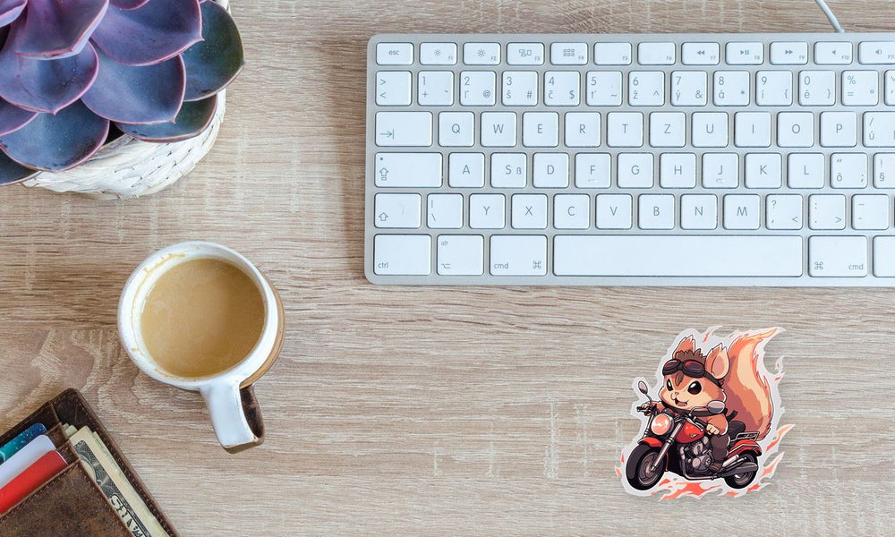 Stylish Squirrel on Motorcycle Art Sticker