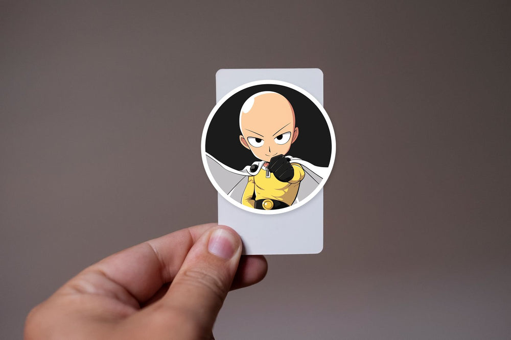 One-Punch Man Saitama Clenched Fist Black Round Sticker