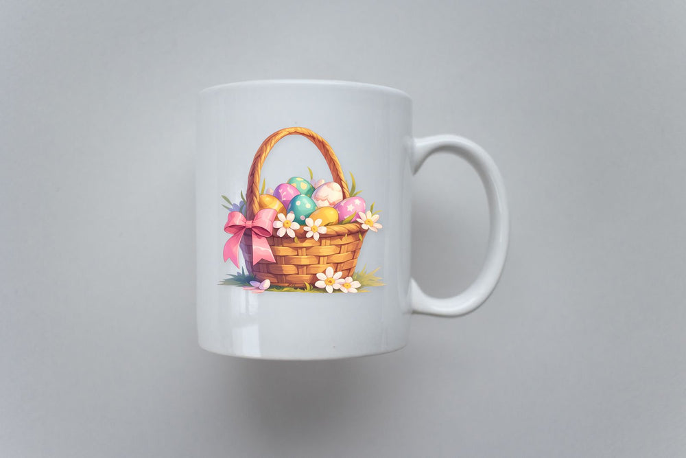 Easter Basket Floral Decorated Eggs Clipart