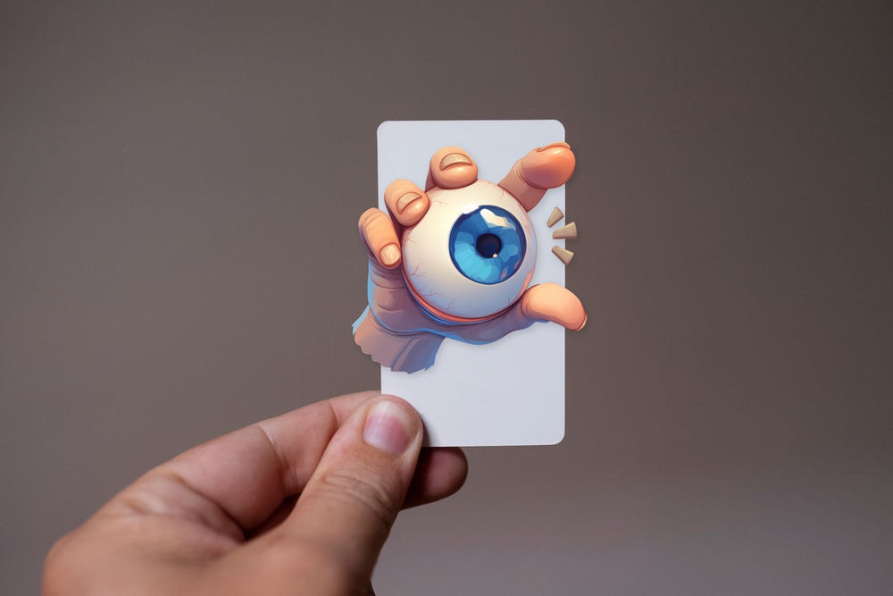 Hand Holding Blue Eyeball Sticker