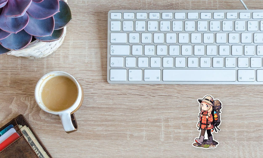Surprised Anime Girl Hiking Sticker