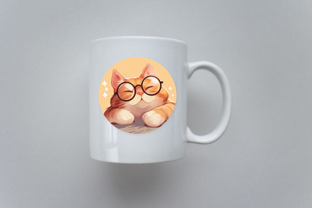 Funny Cat with Glasses Sticker