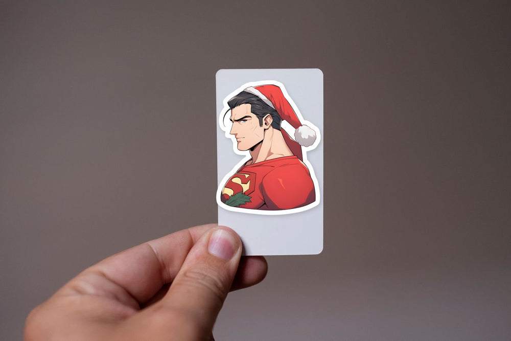 DC Superman in Christmas Hat Sticker