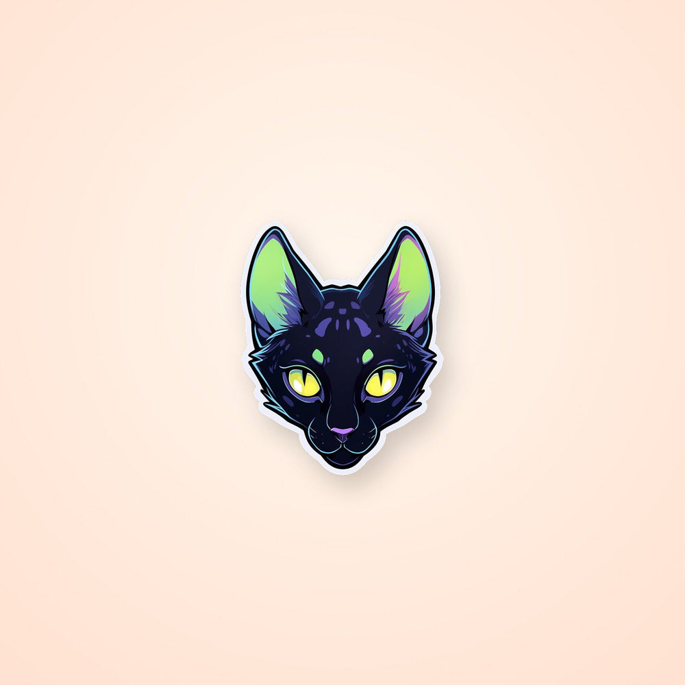 Cat Head with Yellow Eyes Art Sticker
