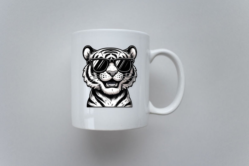 Black & White Tiger in Glasses Sticker