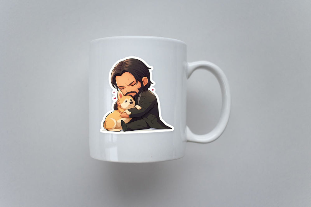 John Wick with Dog Chibi Sticker