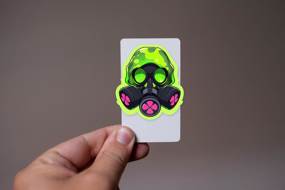 Green Biohazard Toxic Mask Sticker